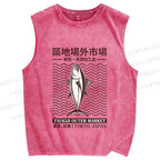 Unisex Tsukiji Outer Market Printed Washed Tank Top
