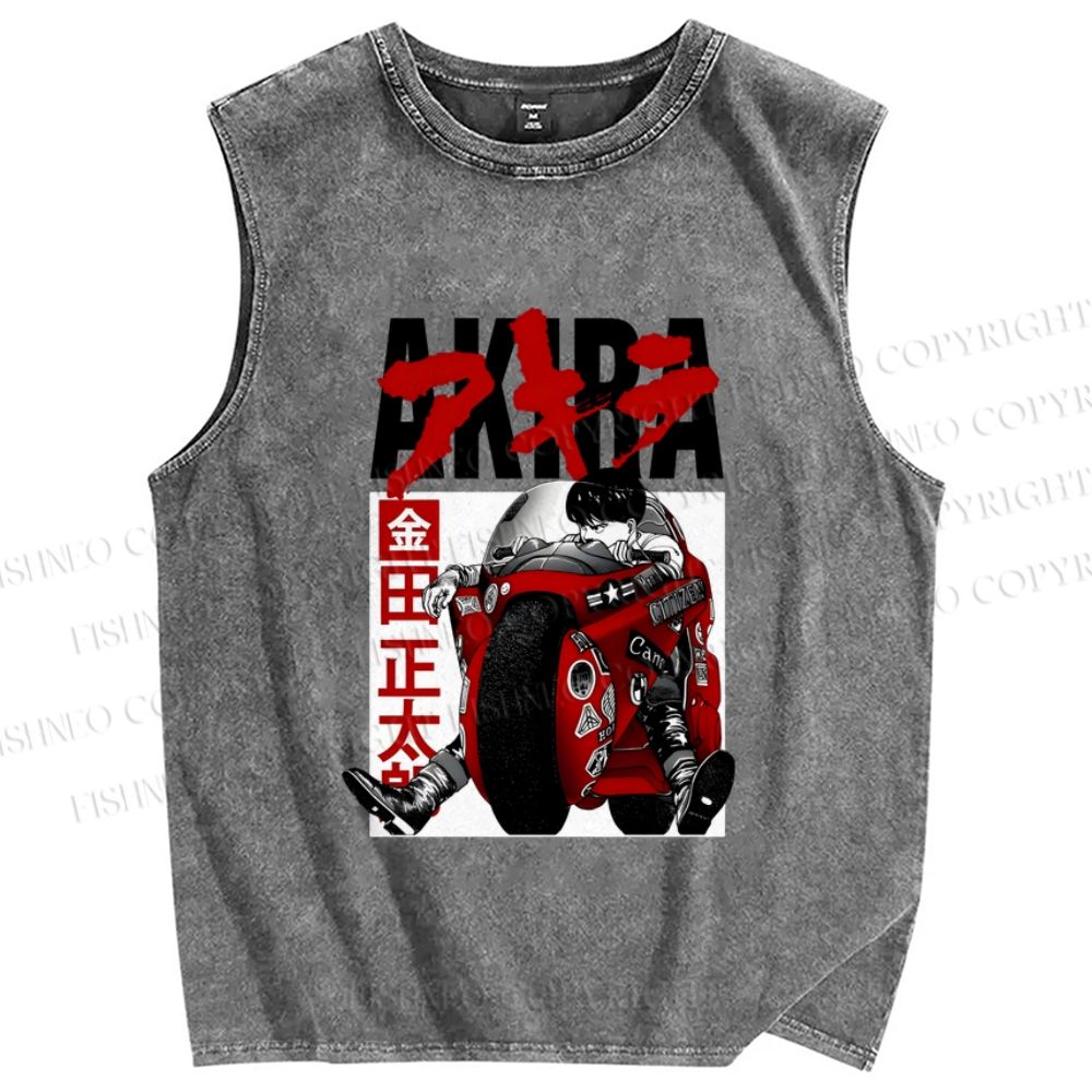 Unisex Akira Vintage Printed Washed Tank Top