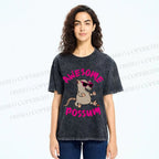 Unisex Awesome Possum Printed Washed Tee