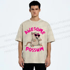 Unisex Awesome Possum Printed Washed Tee