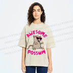 Unisex Awesome Possum Printed Washed Tee