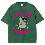 Unisex Awesome Possum Printed Washed Tee