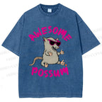Unisex Awesome Possum Printed Washed Tee
