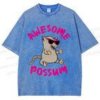 Unisex Awesome Possum Printed Washed Tee