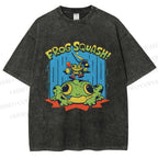 Unisex Frog Squash Printed Washed Tee