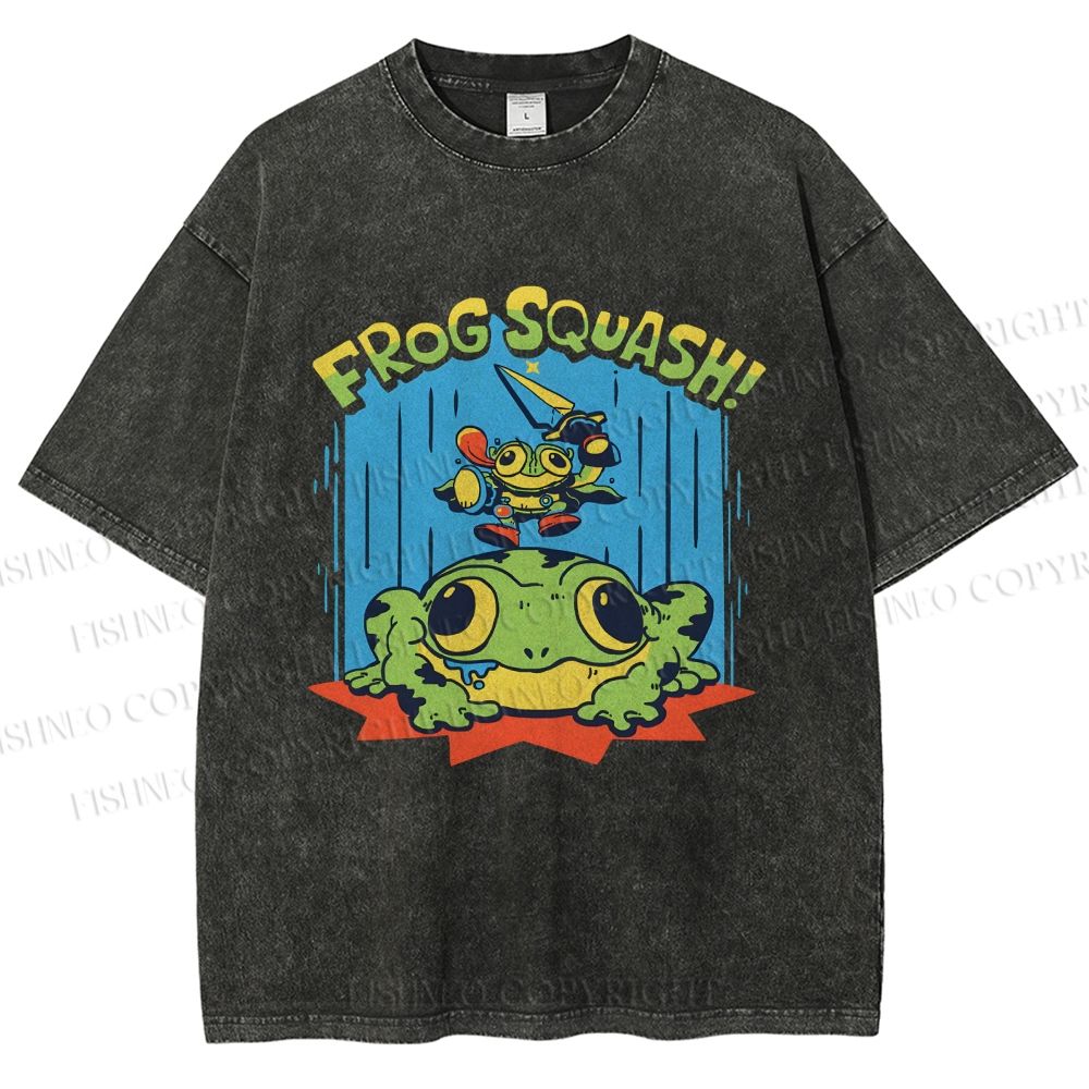 Unisex Frog Squash Printed Washed Tee