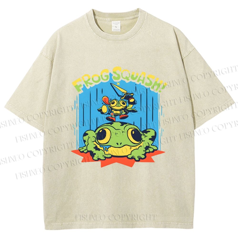 Unisex Frog Squash Printed Washed Tee