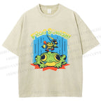 Unisex Frog Squash Printed Washed Tee