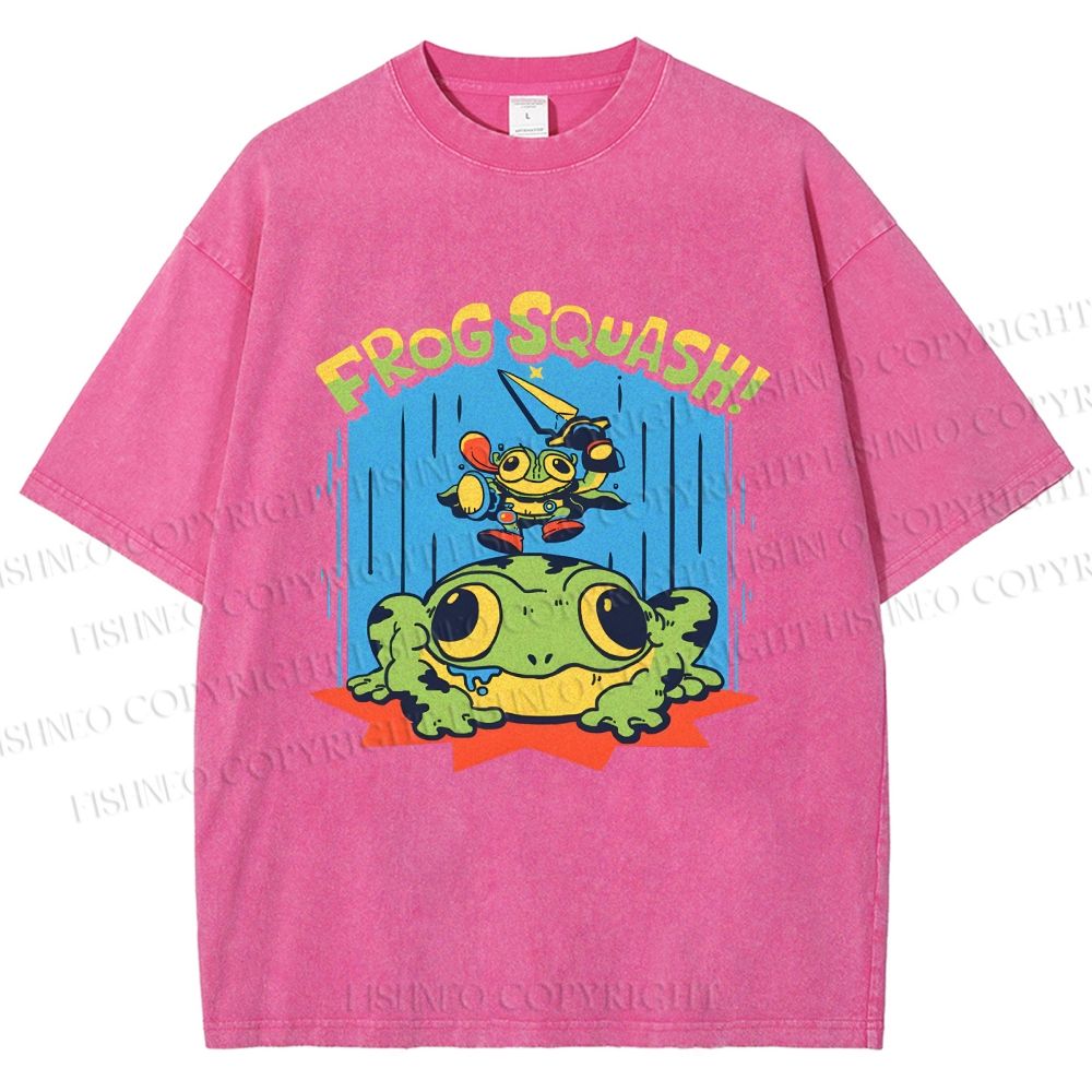 Unisex Frog Squash Printed Washed Tee