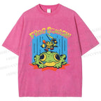 Unisex Frog Squash Printed Washed Tee