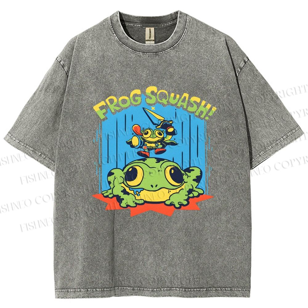 Unisex Frog Squash Printed Washed Tee