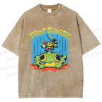 Unisex Frog Squash Printed Washed Tee