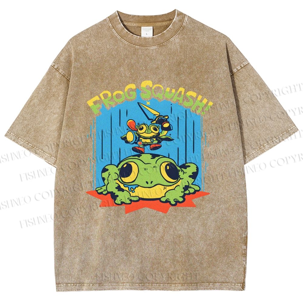 Unisex Frog Squash Printed Washed Tee