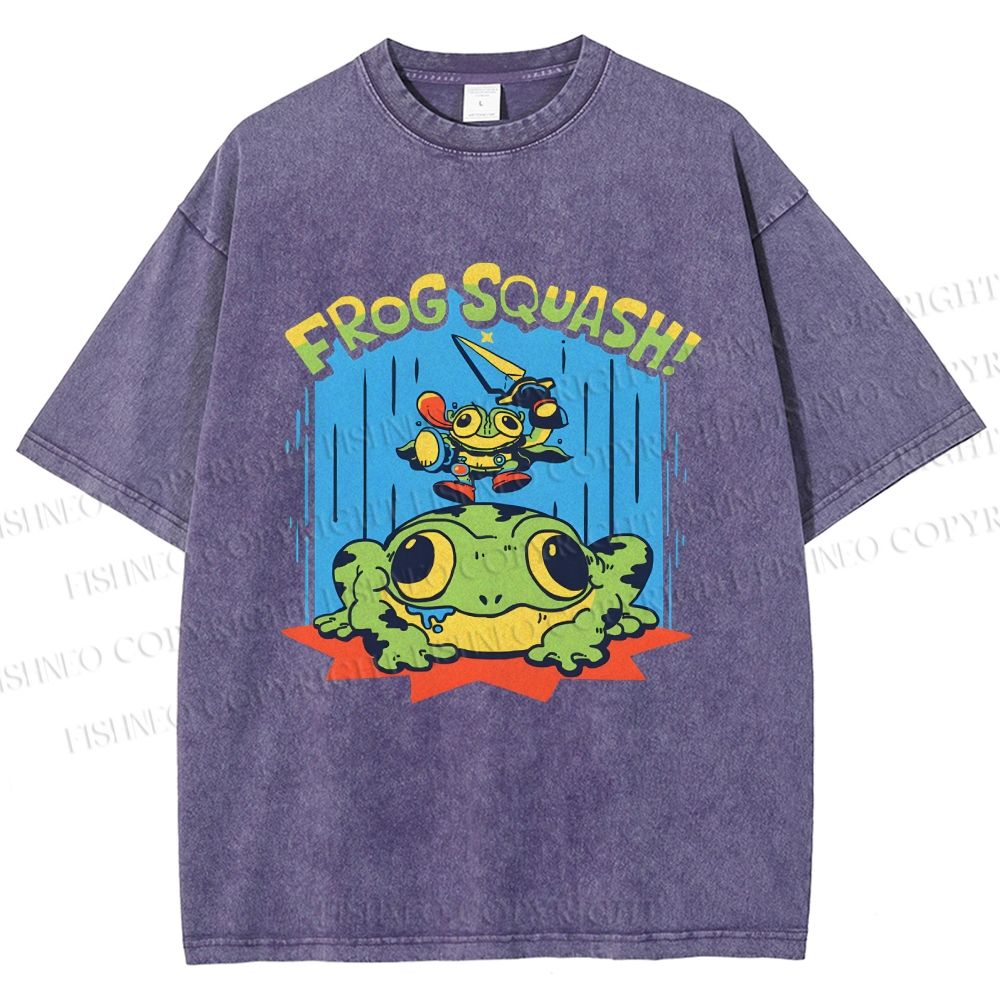 Unisex Frog Squash Printed Washed Tee