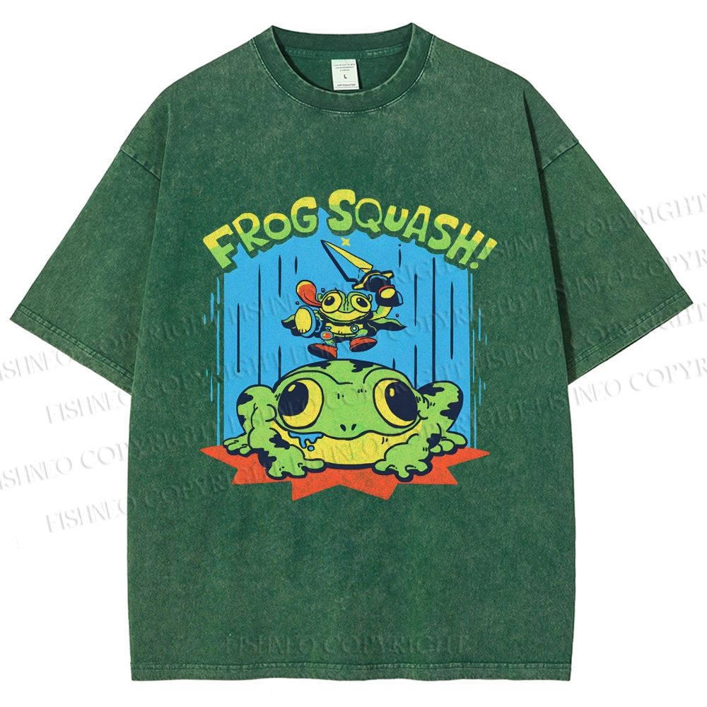 Unisex Frog Squash Printed Washed Tee