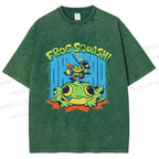 Unisex Frog Squash Printed Washed Tee