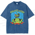 Unisex Frog Squash Printed Washed Tee
