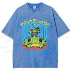 Unisex Frog Squash Printed Washed Tee