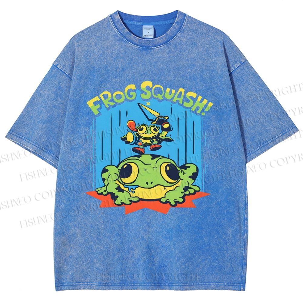 Unisex Frog Squash Printed Washed Tee