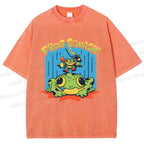 Unisex Frog Squash Printed Washed Tee
