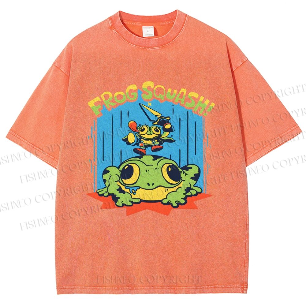 Unisex Frog Squash Printed Washed Tee