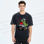 Unisex Love Of Dinosaur Printed Washed Tee