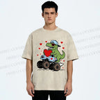 Unisex Love Of Dinosaur Printed Washed Tee