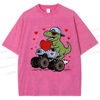 Unisex Love Of Dinosaur Printed Washed Tee