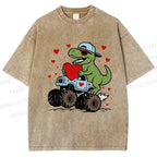Unisex Love Of Dinosaur Printed Washed Tee