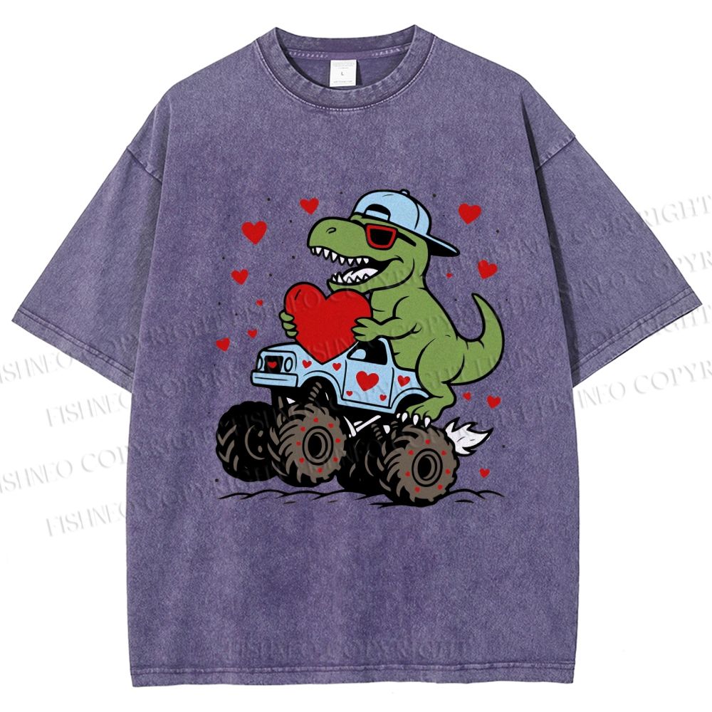Unisex Love Of Dinosaur Printed Washed Tee