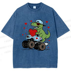 Unisex Love Of Dinosaur Printed Washed Tee