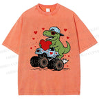 Unisex Love Of Dinosaur Printed Washed Tee