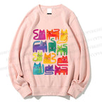 Unisex Colorful Cartoon Cat Printed Sweatshirt