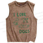 Unisex I Love Dogs Printed Washed Tank Top