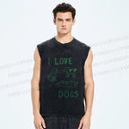 Unisex I Love Dogs Printed Washed Tank Top