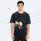 Unisex Yoshitomo Nara Paintbrush Dog Printed Washed Tee