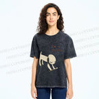Unisex Yoshitomo Nara Paintbrush Dog Printed Washed Tee