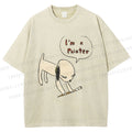 Unisex Yoshitomo Nara Paintbrush Dog Printed Washed Tee