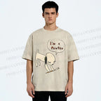 Unisex Yoshitomo Nara Paintbrush Dog Printed Washed Tee
