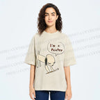 Unisex Yoshitomo Nara Paintbrush Dog Printed Washed Tee