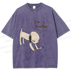 Unisex Yoshitomo Nara Paintbrush Dog Printed Washed Tee
