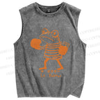 Unisex The Frog Boxer Printed Washed Tank Top