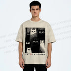 Unisex Yayoi Kusama Cats Printed Washed Tee
