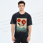 Unisex Yayoi Kusama Crane Bird Printed Washed Tee