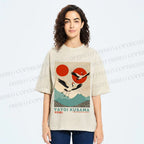 Unisex Yayoi Kusama Crane Bird Printed Washed Tee