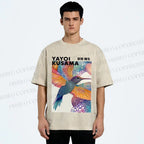 Unisex Yayoi Kusama Bird Printed Washed Tee
