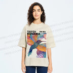 Unisex Yayoi Kusama Bird Printed Washed Tee