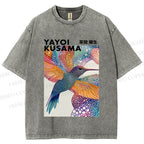 Unisex Yayoi Kusama Bird Printed Washed Tee