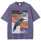 Unisex Yayoi Kusama Bird Printed Washed Tee