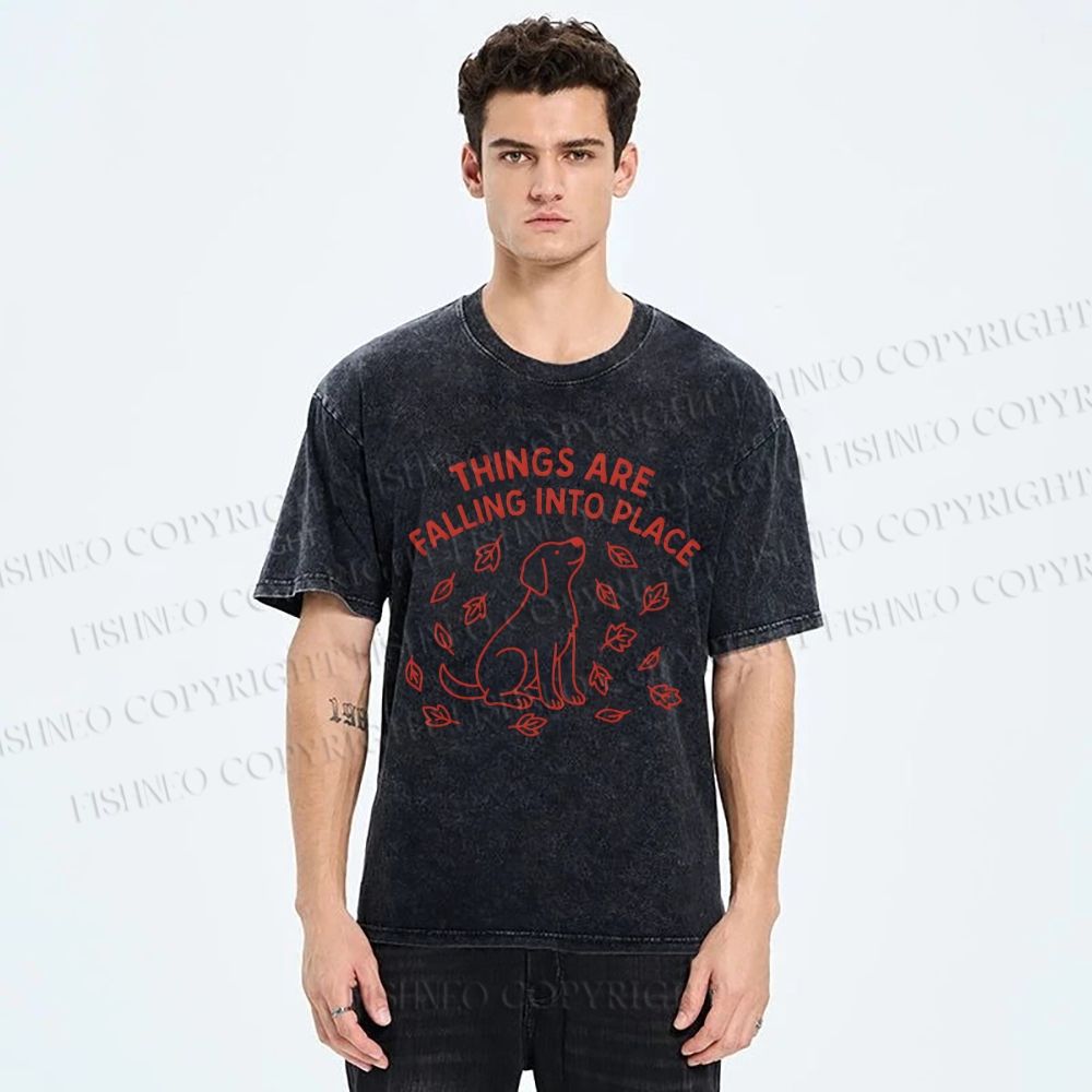 Unisex Things Are Falling Into Place Printed Washed Tee